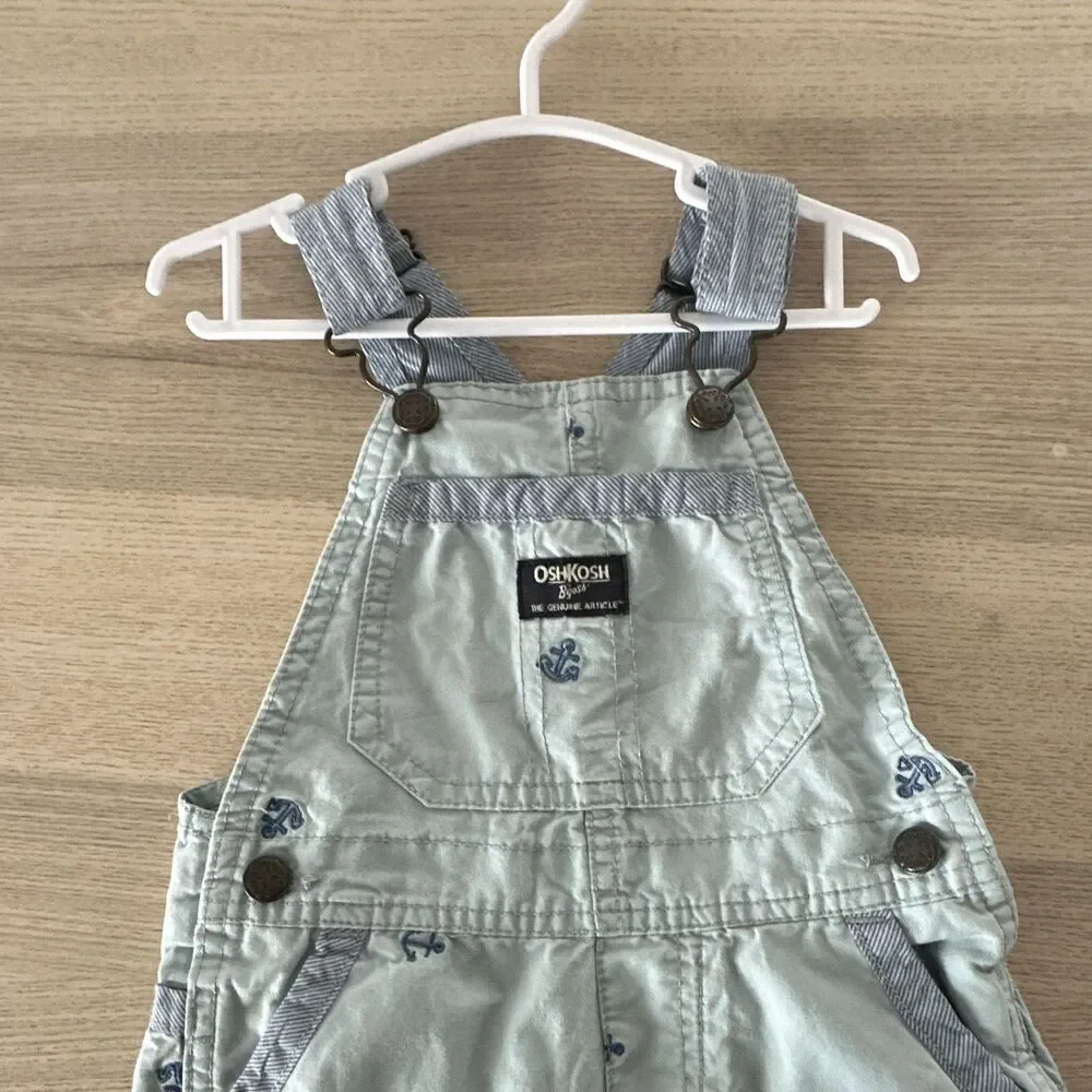 OshKosh B'gosh 24M Light Blue Nautical Anchor Overall One-Piece Adjustable